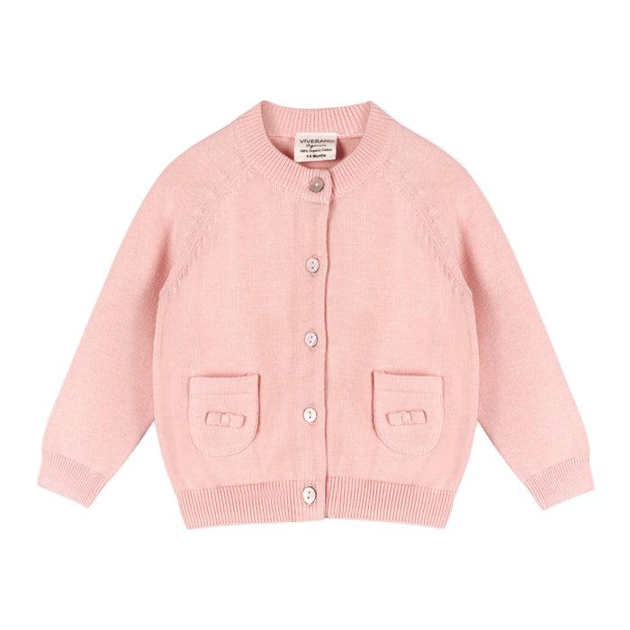 Blush Viverano Organic Cotton Knit Button Cardigan Sweater for Babies