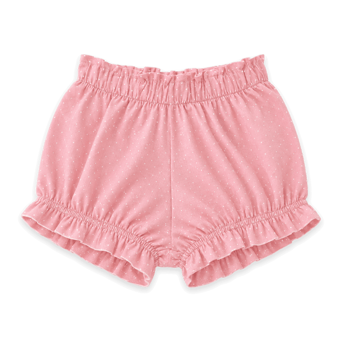 Mini Polka Dot Ruffle Baby Bloomer Shorts in Organic Jersey