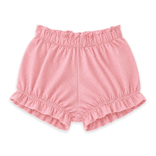 Mini Polka Dot Ruffle Baby Bloomer Shorts in Organic Jersey