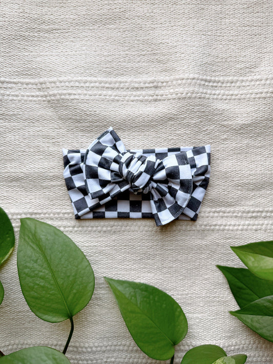 Mini Tieband - Distressed Black Checker