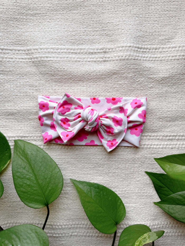 Mini Tieband - Pink Flowers