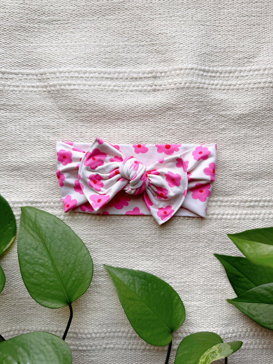 Mini Tieband - Pink Flowers