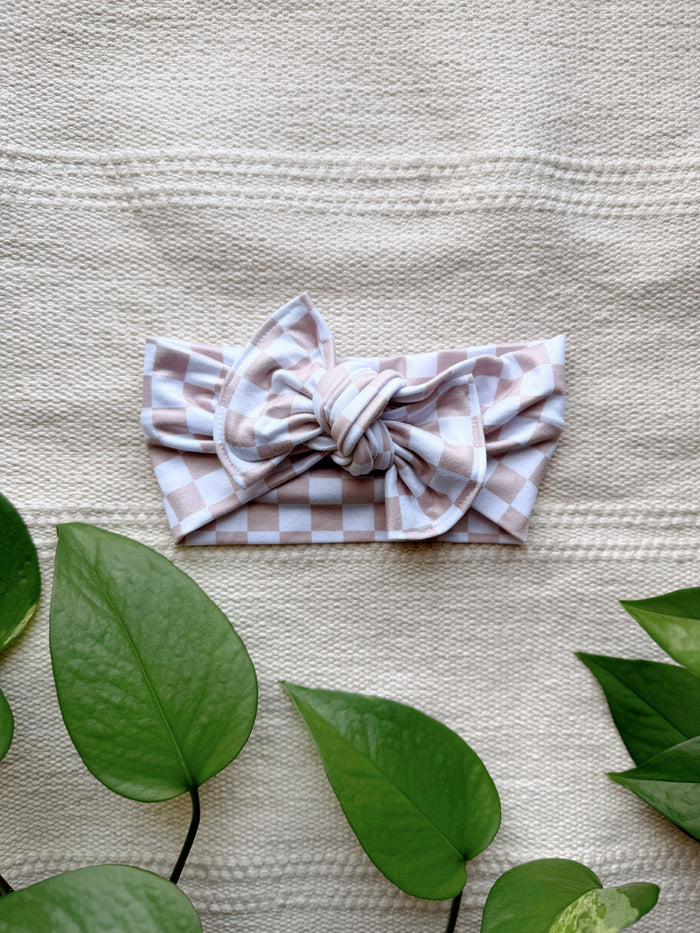 Mini Tieband - Tan Checker