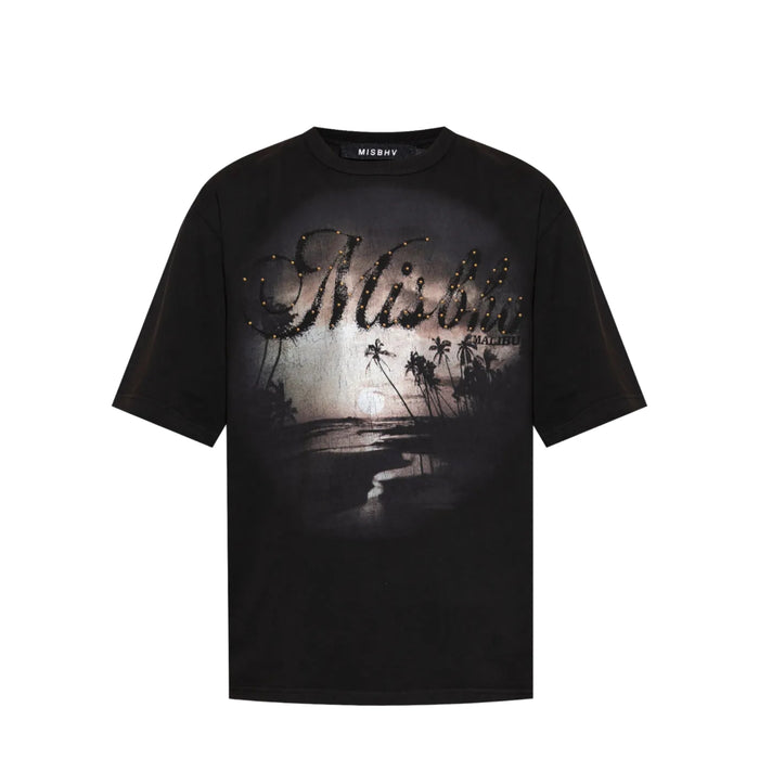 Misbhv Graphic Malibu Sunset Print T-Shirt Black
