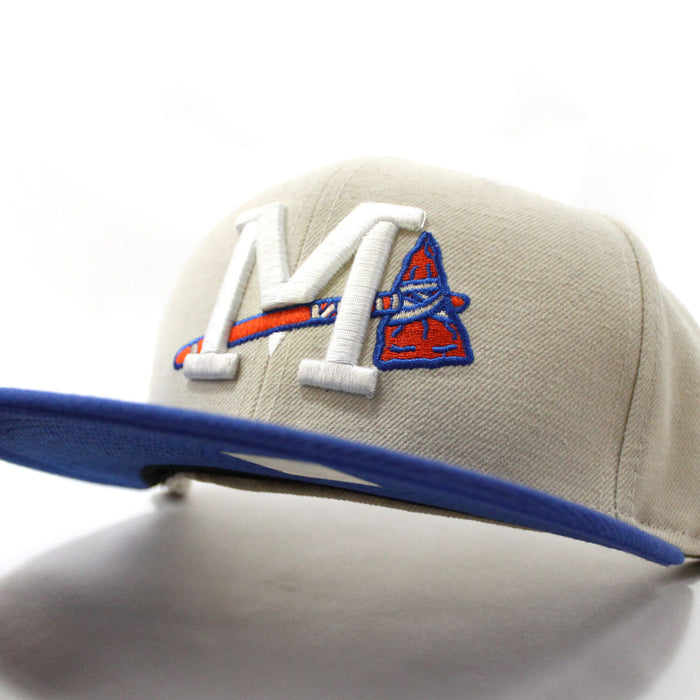 Mississippi Braves New Era 59Fifty Fitted Hat (Cream Blue Orange)