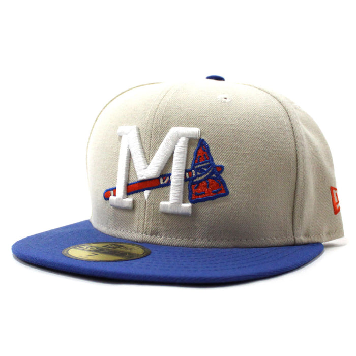 Mississippi Braves New Era 59Fifty Fitted Hat (Cream Blue Orange)
