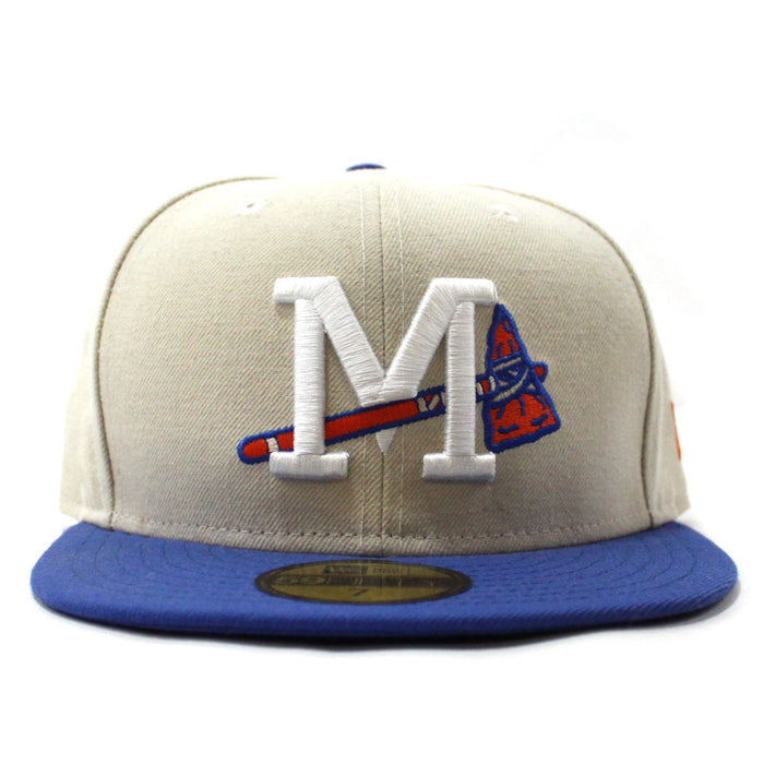 Mississippi Braves New Era 59Fifty Fitted Hat (Cream Blue Orange)