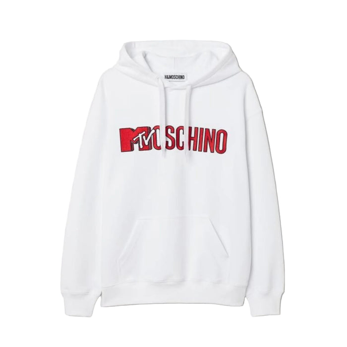 Moschino MTV Logo Pullover Hoodie White/Red