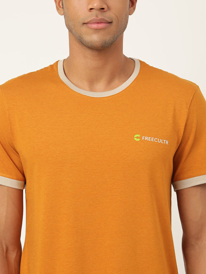 Mustard Yellow Men's Organic Bamboo Casual Tees - Crew Neck (Pack Of 1)