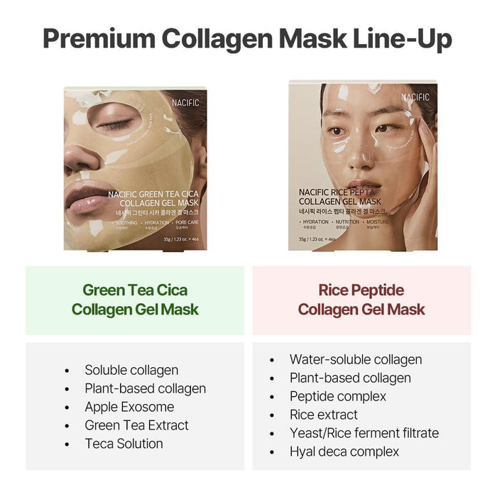 NACIFIC Green Tea Cica Collagen Gel Mask 4 pcs