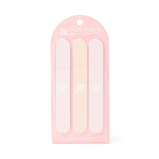 Nail File Pack featuring three pastel dual-sided nail files for shaping and smoothing at-home mani and pedi care