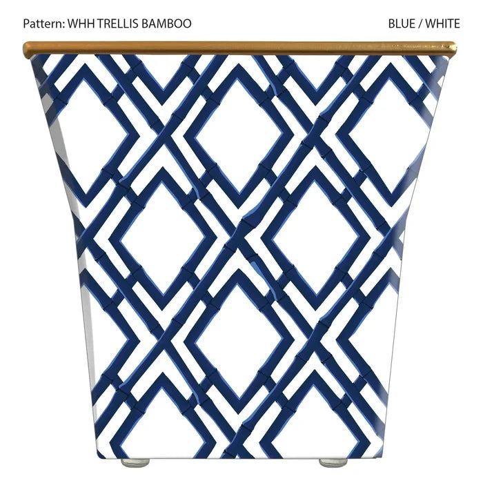 Navy Bamboo Trellis Cachepot