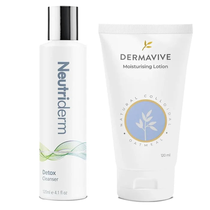 Neutriderm Detox Cleanser & Dermavive Moisturising Lotion Combo Pack | Brightening, Hydrating & Soothing Skin Care | For Men & Women | (120ml+120ml)