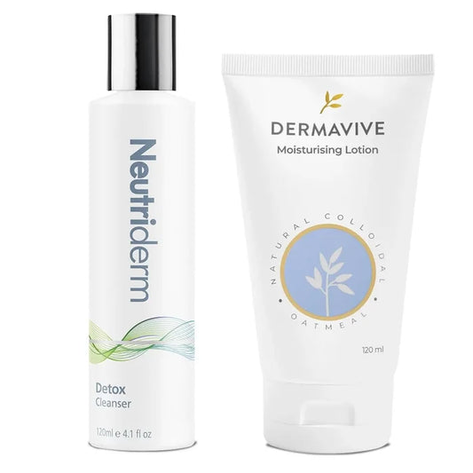 Neutriderm Detox Cleanser & Dermavive Moisturising Lotion Combo Pack | Brightening, Hydrating & Soothing Skin Care | For Men & Women | (120ml+120ml)