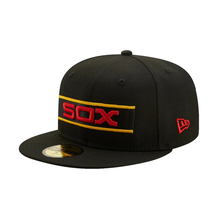 New Era Black Chicago White Sox 75th Anniversary Gold Undervisor 59FIFTY Fitted Hat (Size 8)