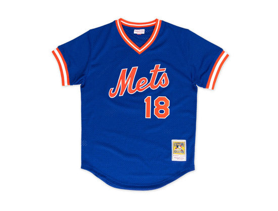 New York Mets #18 Darryl Strawberry Mitchell and Ness 1987 Authentic Cooperstown Collection Batting Practice Jersey
