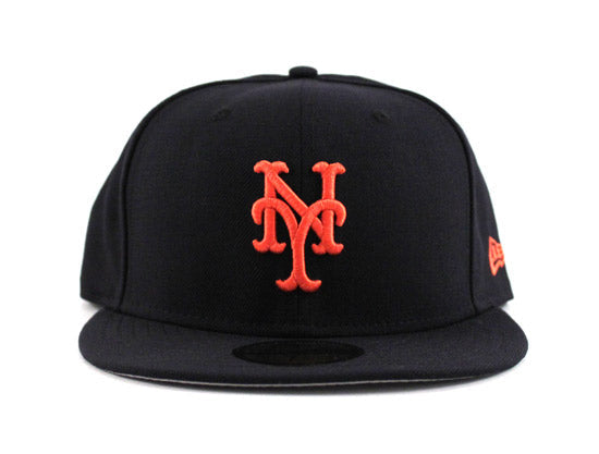 New York Mets New Era 59Fifty Fitted Hats (NAVY ORANGE GRAY UNDER BRIM)