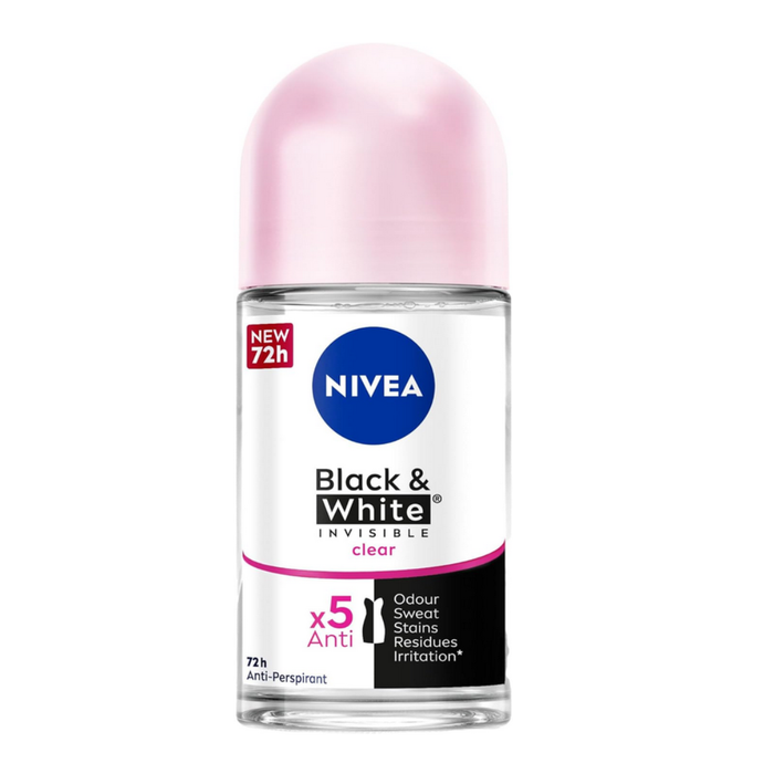 Nivea Black & White Invisible Clear Roll-On Deodorant 50ml ( Packing May Vary)