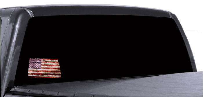 North Dakota Distressed Tattered Subdued USA American Flag Vinyl Sticker