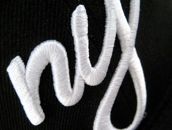 NY Script 59FIFTY New Era Fitted Hat (BLACK WHITE GRAY UNDER BRIM)