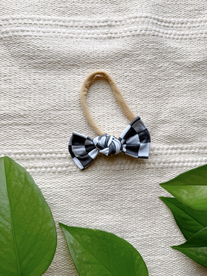 Nylon Headband - Distressed Black Checker