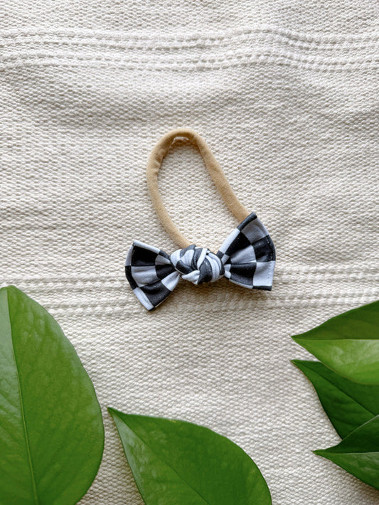 Nylon Headband - Distressed Black Checker