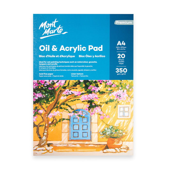 Oil & Acrylic Pad Premium A4 20 Sheets 350gsm