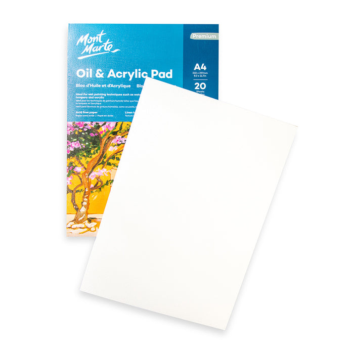 Oil & Acrylic Pad Premium A4 20 Sheets 350gsm