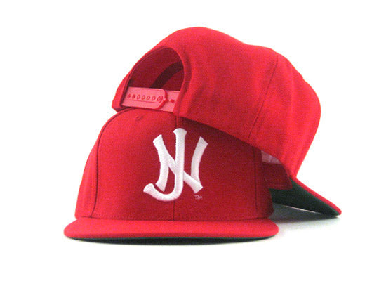 Old School NJ Snapback Hat (Red White GREEN BOTTOM)