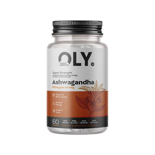 OLY Ashwagandha 500mg – maisto papildas, 60 kapsulių