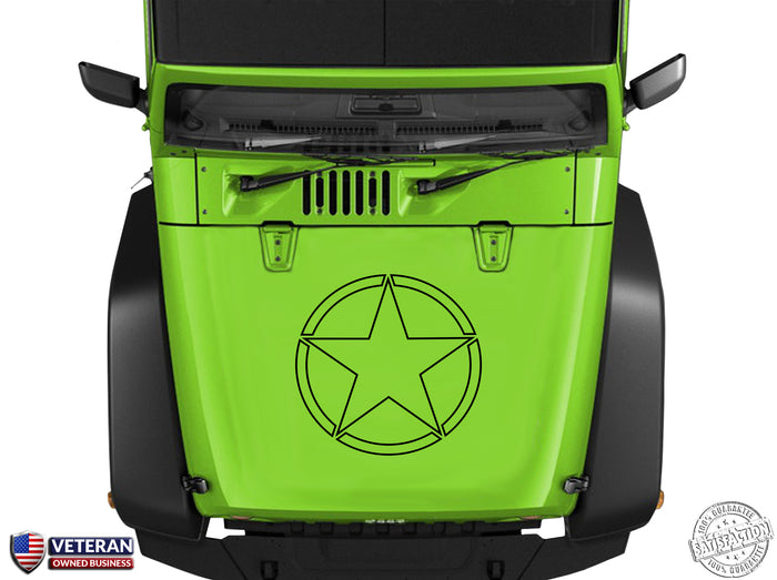 Oscar Mike Star Hood Vinyl Decal 23" Fits: Jeep Wrangler TJ JK LJ YJ Cherokee
