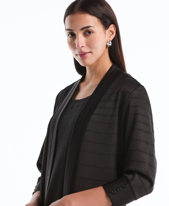 Petite Ottoman Knit Cardigan Sweater (Black)