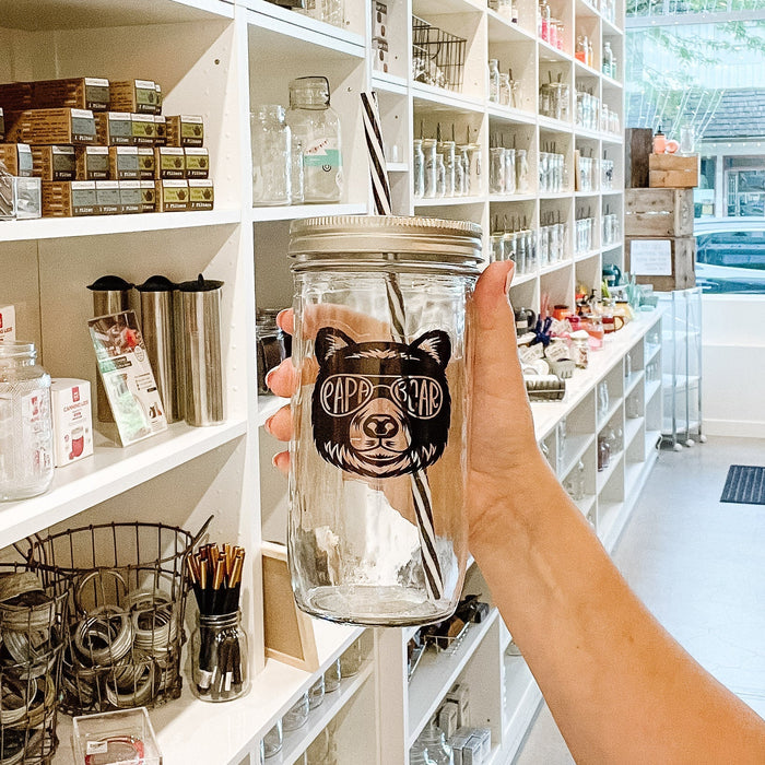 Papa Bear with Sunglasses Mason Jar Tumbler