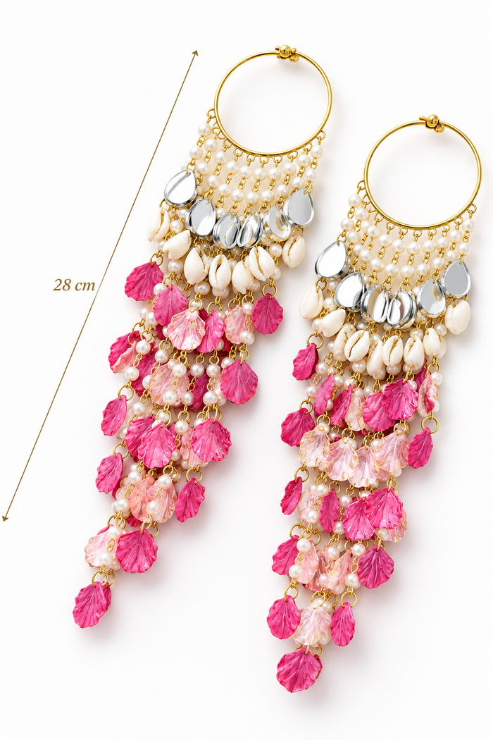 Petal & Shells Kalira Pink Color With Mirrors 28Cm Length