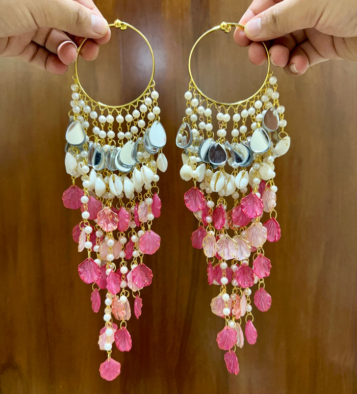 Petal & Shells Kalira Pink Color With Mirrors 28Cm Length