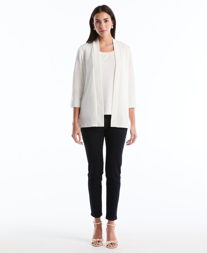 Petite Ottoman Knit Cardigan Sweater (Star White)