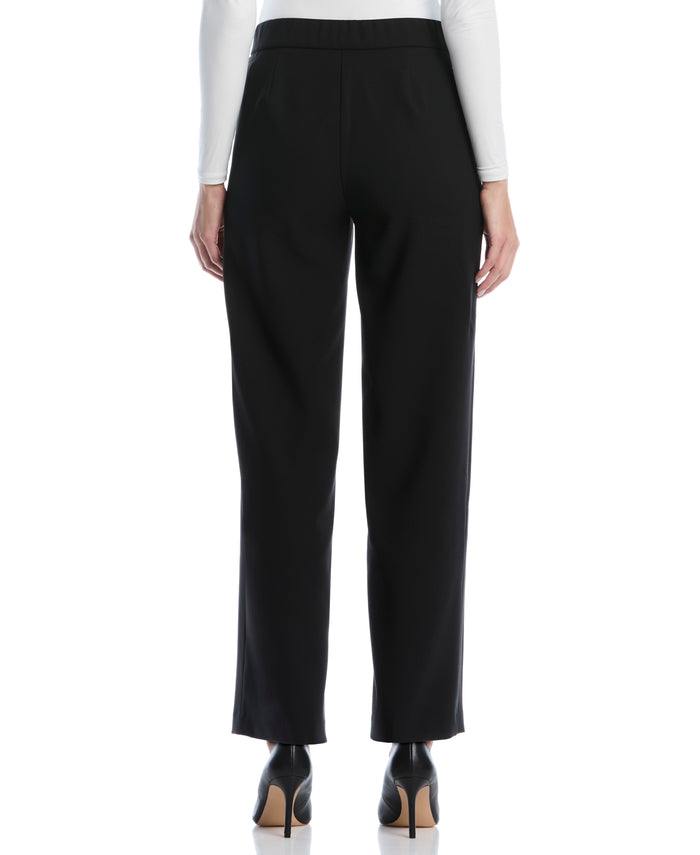 Petite Wide Leg Novelty Belt Pant (Black)