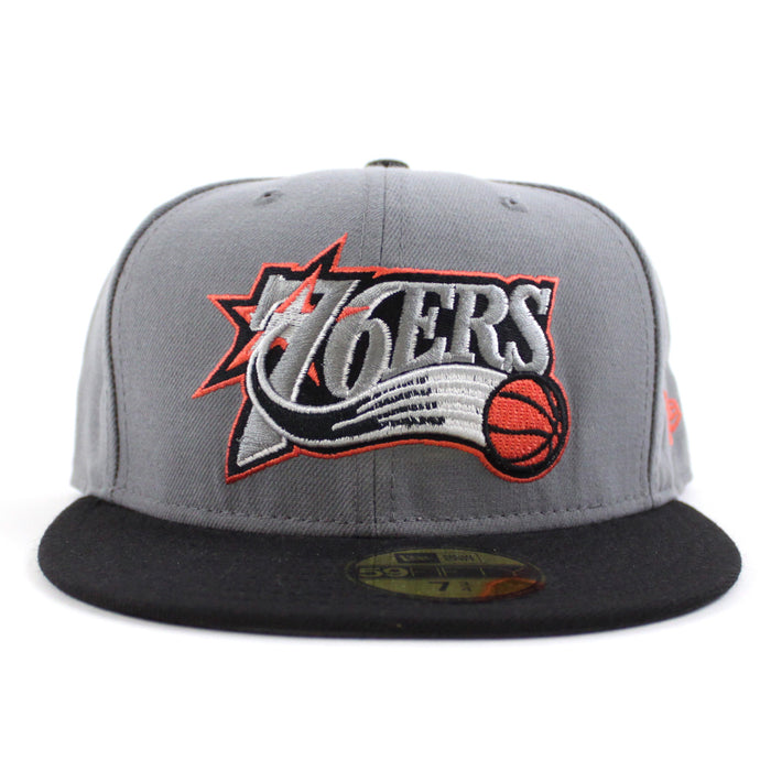 Philadelphia 76ers 59FIFTY New Era Fitted Hat (Air Jordan 5 Gray Hot Lava Gray BLACK LAVA RED)