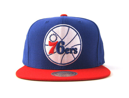 Philadelphia 76ers Mitchell&Ness Snapback Hat (Team Colors/Green Under Brim)