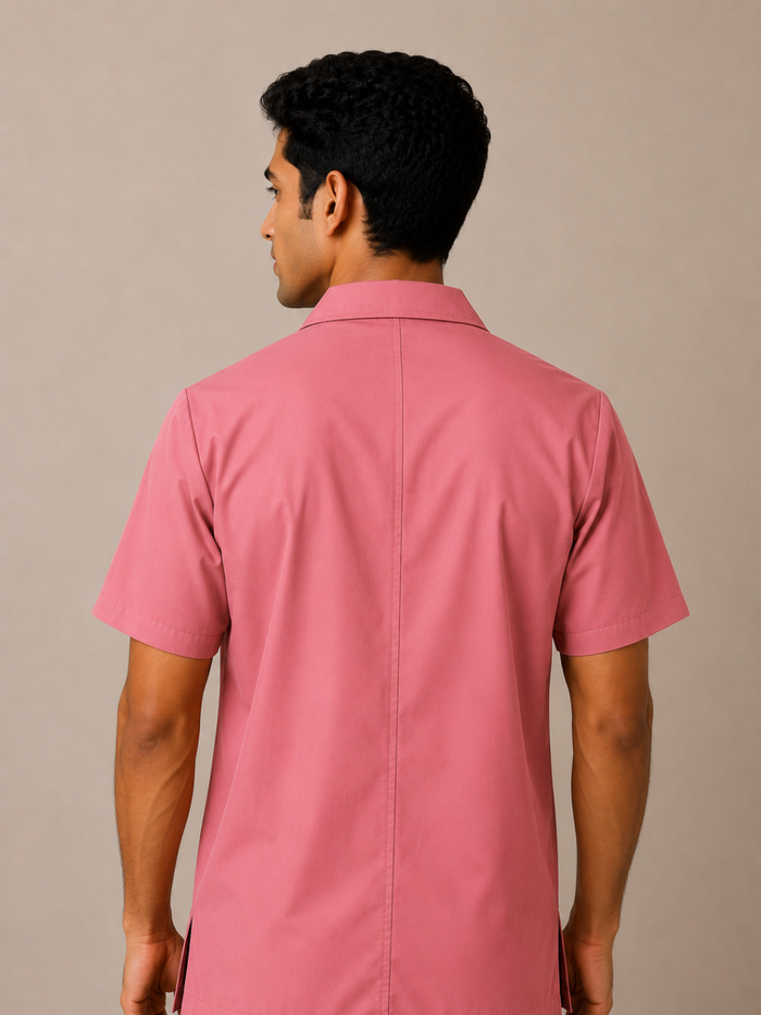 PINK HALF SLEEVE LAB COAT FOR MEN