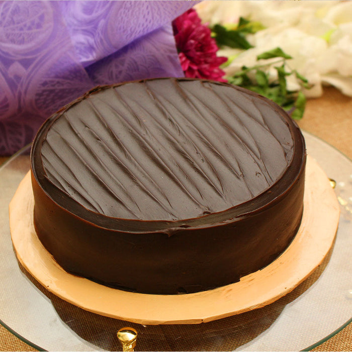 Pink Pastel Bouquet & Chocolate Fudge Cake - TCS SentimentsExpress