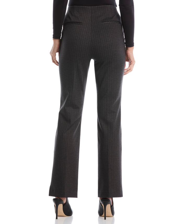 Pinstripe Print Ponte Bootcut Pant (Magnet)