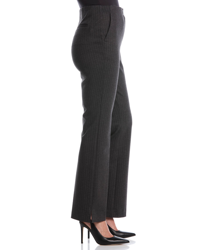 Pinstripe Print Ponte Bootcut Pant (Magnet)