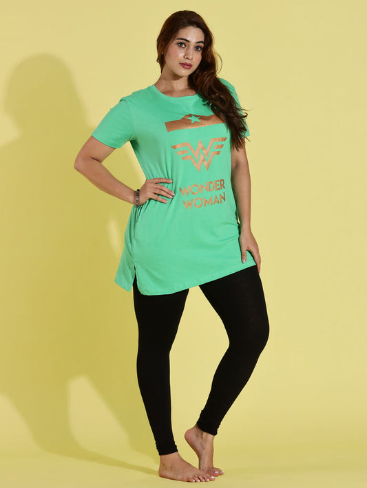 Premium Pista Green Long T-Shirt for Women