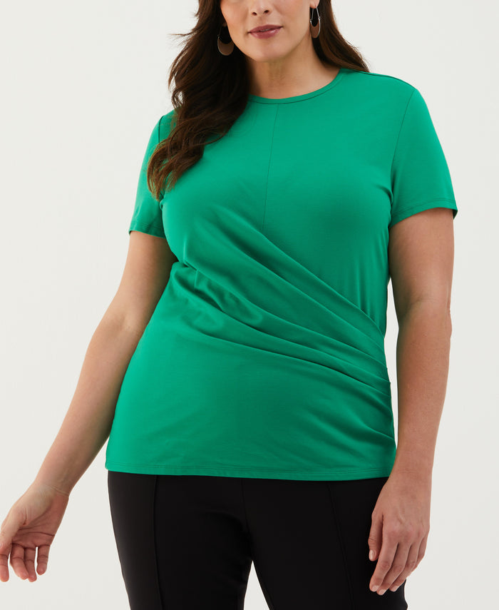 Plus Size Asymmetrical Wrap Top (Jelly Bean)