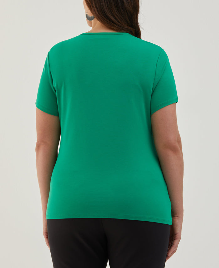 Plus Size Asymmetrical Wrap Top (Jelly Bean)