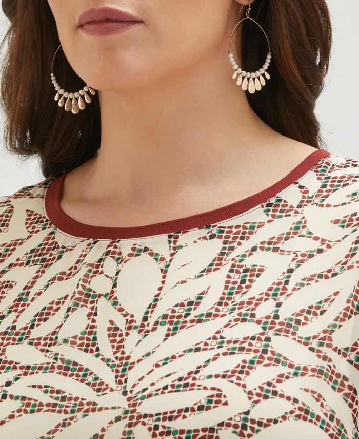 Plus Size Beach Geo Print Relaxed Dress (White Swan)
