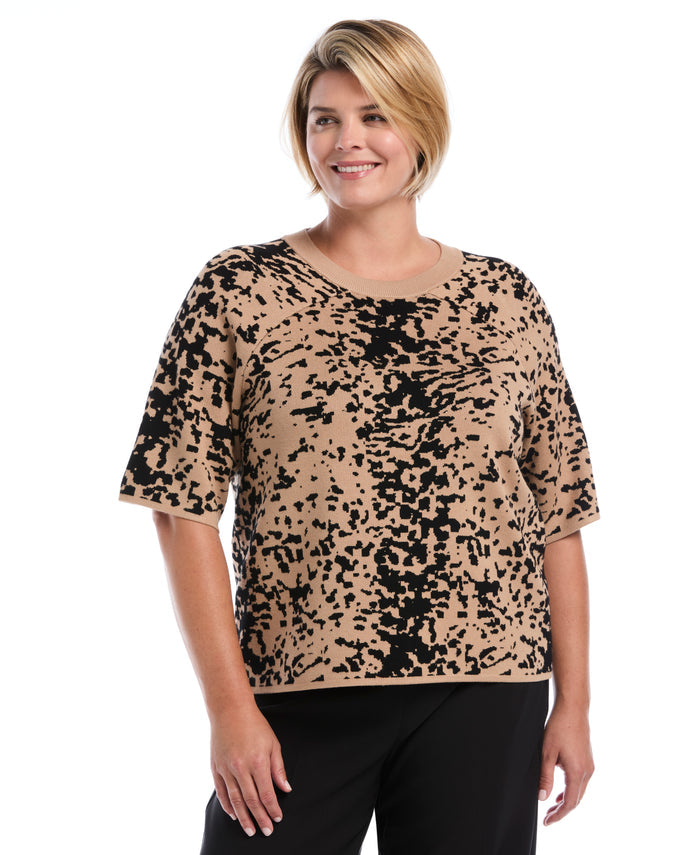Plus Size Boxy Sweater (Tobacco Brown)