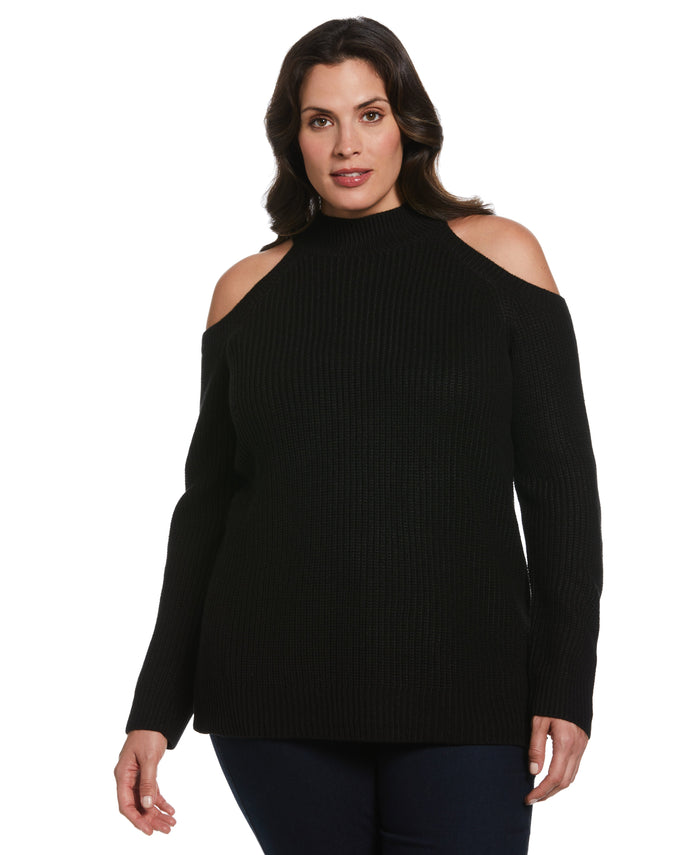 Cold Shoulder Sweater Tunic (Black)