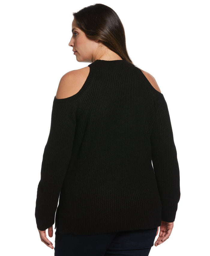 Cold Shoulder Sweater Tunic (Black)